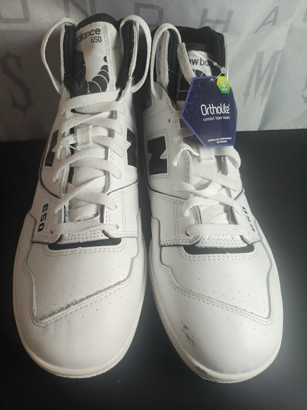 NEW BALANCE 650R Men's 13 Women's 14.5 White Black BB650RCE Sneaker NWT Scuff